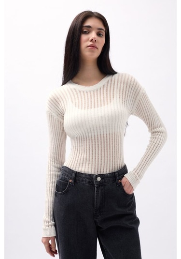 Fitilli Transparan Bluz Çok Renkli