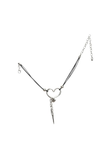 Labalaba Kadın Antik Gümüş Kaplama İp Kordonlu Kalp Halhal Gümüş