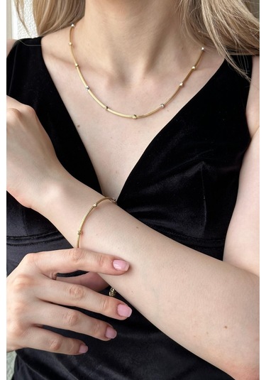 Zümrüt Sarraf 14 Ayar Altın Dorikalı Halat Kolye Bileklik İkili Set