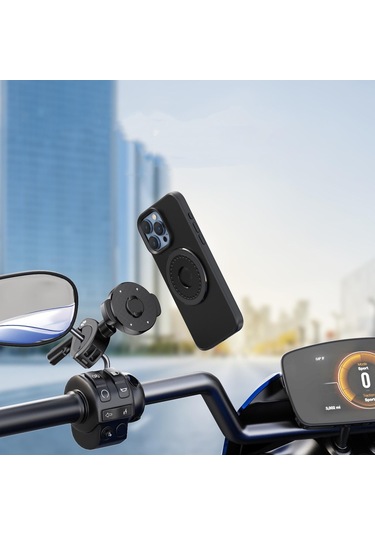 Manyetik Halkalı Bisiklet Motosiklet Snap-on Cep Telefonu Tutucu Ql-10 Siyah Ql-10 Siyah