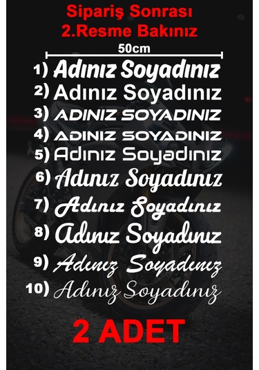 Ad Soyad Sticker - İsim Sticker - İsim Soyisim Sticker - Oto Sticker - Araba Sticker - 50cm - Beyaz