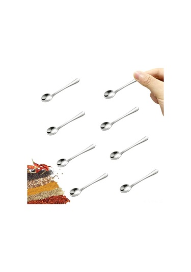 Tenfowee 8'li Çelik Baharat Kaşığı Seti - 2.8 İnç Mini Ölçü Kaşıkları, Tuz Şeker Kavanozları İçin Dayanıklı Ve Temizlenmesi Kolay