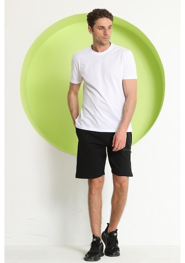 Erkek Fermuar Detaylı Şort Siyah
