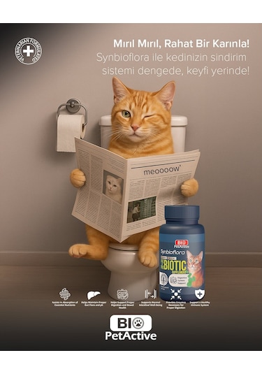 Bio Petactive Biotic Probiyotik Prebiyotik Kedi  İçin 60 Tablet 30 G