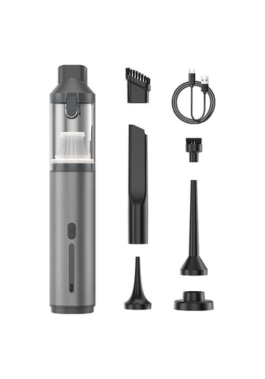 Araç İçi Küçük Yüksek Emişli Elektrikli Süpürge: Taşınabilir Şişirilebilir Çift İşlevli-gri