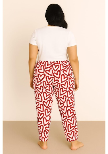 Kadın Büyük Beden Desenli Milan Tek Alt Kırmızı Kırmızı