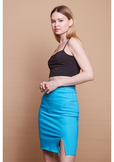 Astarlı Yüksek Bel Önden Yırtmaçlı Deri Kemerli Pamuklu Hafif Likralı Kumaş Kalem Etek Kemer Dahil -turkuaz - Turkuaz Astarlı Yüksek Bel Önden Yırtmaçlı Deri Kemerli Pamuklu Hafif Likralı Kumaş Kalem Etek Kemer Dahil -turkuaz - Turkuaz