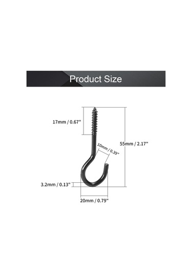 16pcs 2.17 'uzunluk Tavan Bardakları Kancalar Demir Vidalı Askılı Kanca Göz Şekli Yüzük Kancaları 24 x 28 x 20 MM