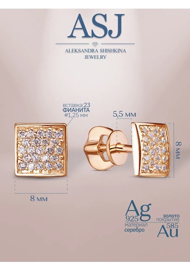 Asj Altın Ve 925 Ayar Gümüş Kare Küpe 211686171 Altın