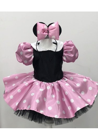 Minnie Mouse Kız Çocuk Pembe Doğumgünü Elbisesi&Parti Kostümü Pembe