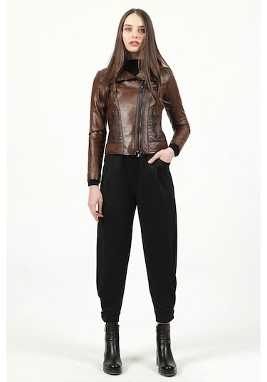 Dericlub Yb-2120 Gerçek Deri Kadın Mont Camel