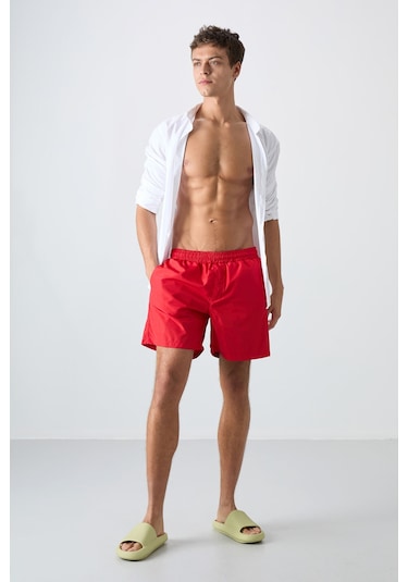 Tommylife Tommy Life Kırmızı Hızlı Kuruyan Standart Fit Erkek Deniz Şortu - 81237 Kırmızı