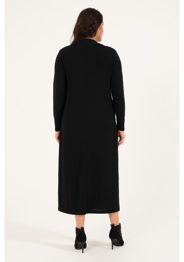 Uzun Triko Hırka-1735-siyah Siyah