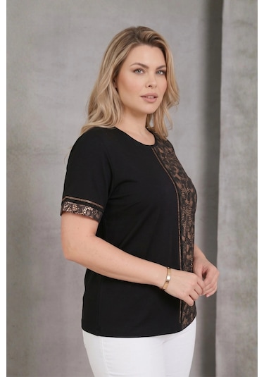 Aytemas Leopar Desenli Taş Detaylı Bluz Siyah/leopar
