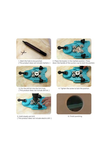 Singree Cam Ve Seramik Delme İçin Sabitleyici, Elektrikli Matkap Kaymasını Önler, Hassas Delik Açma, Mavi, Plastik & Çelik.