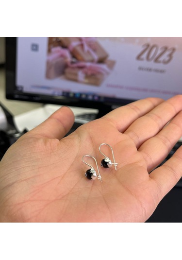 Silver Point Mavi Taşlı Göz Figürlü Küpe Gümüş