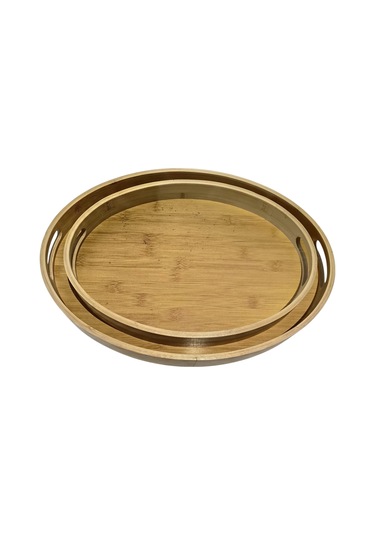 Mybru Oval Bambu Tepsi 2'li Set Ahşap