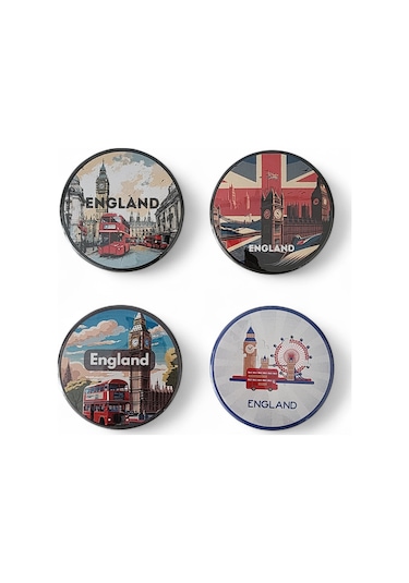 İngiltere Magnet Set 3 - 4'lü Buzdolabı Magnet England Karışık Renkli