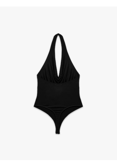 Koton Sırt Dekolteli Degaje Yaka Bodysuit Siyah 6sak10003ek