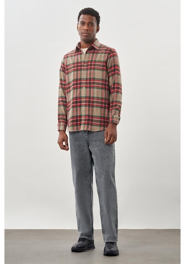 Mürdüm Yünlü Ekose Desen Yumuşak Yaka Cepsiz Uzun Kol Casual Comfort Fit Gömlek 1004245227 Mürdüm Mürdüm Yünlü Ekose Desen Yumuşak Yaka Cepsiz Uzun Kol Casual Comfort Fit Gömlek 1004245227 Mürdüm