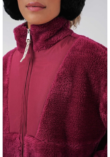 Gabria Fermuarlı Peluş Mont Vişne