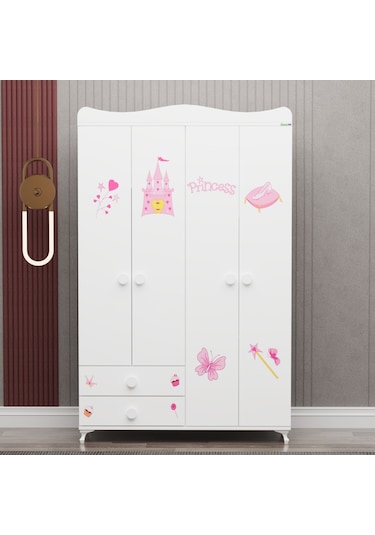Garaj Home Yıldız 4 Kapaklı 2 Çekmeceli Dolap - Prenses