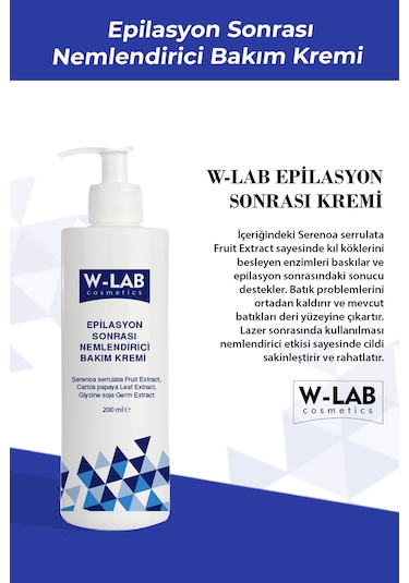 W-Lab Cosmetics Epilasyon Sonrası Nemlendirici Bakım Kremi 200 ML