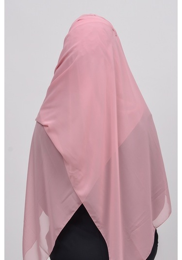 Altobeh Zarif Taşlı Drapeli Hazır Pratik Şifon Kadın Tesettür Şal - Açık Pembe