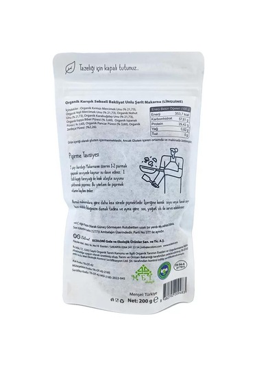 Organik Karışık Sebzeli Bakliyat Unlu Linguine Mak 200gr