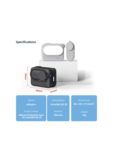 Youmex Insta360 Go 3s Kamera İçin Silikon Koruyucu Kılıf, Tüm Yönlü Koruma, Hızlı Çıkarma Tasarımı, Askı Ve Kayıp Engelleme İpi İle, Siyah