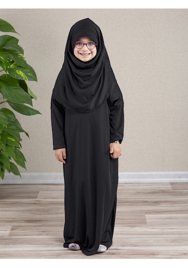 Dua Giyim Tek Parça Kız Çocuk Pratik Namaz Elbisesi Lacivert