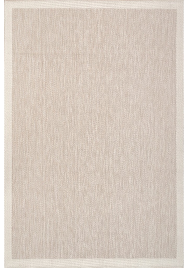 Çerçeveli Bohem Dokunuşlu Doğal Tonlarda Modern Sisal Bej - Krem Renk Halı Krem