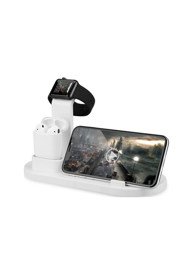 Honmex Siyah 4'lü Kablosuz Şarj Aleti - 360 Döner Baz, 3 Çeşit Bağlantı, Telefon/saat/kulaklık İçin Hızlı Şarj