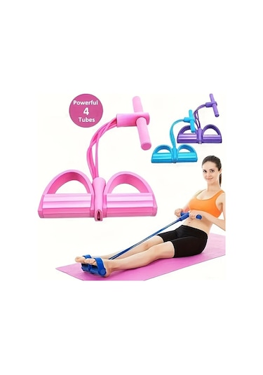 Fochsia Pembe 4'lü Doğal Lateks Direnç Lastiği Yoga Fitness Çekme Aleti Pembe