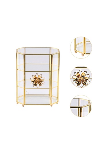 Homyl Cam Mücevher Kutusu 3 Katmanlı Şeffaf Takı Organizatör Temizlemek