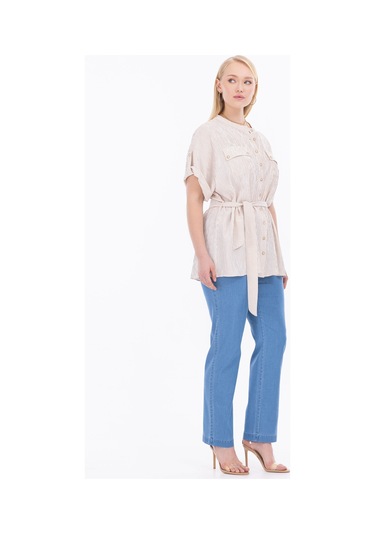 Büyük Beden Tam Boy Denim Pantolon-mavi 4358828