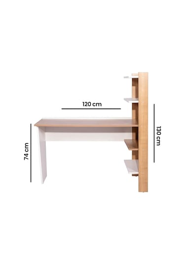 Mydesign Raflı Çalışma Masası - Beyaz/kiraz Beyaz