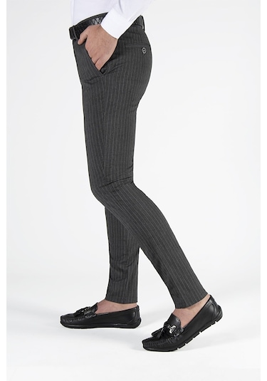 Terapi Men Erkek Antrasit Slim Fit Dik Çizgili Keten Pantolon Çok Renkli3