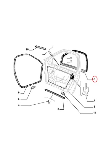SOL ÖN KAPI CAM İÇ SIYIRICI FİTİL PALİO SİENA 46409485