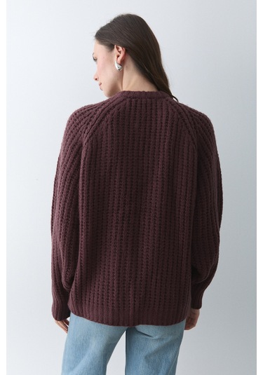 Laluvia 5 Düğmeli Hırka Bordo - 251061