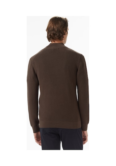 Nautica Erkek Kahverengi Classic Fit Kazak Düz S57300t Kahverengi