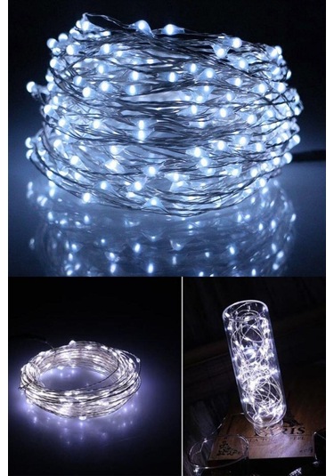 Peri Led 10 Metre Pilli Beyaz Renk Dekoratif Aydınlatma Beyaz