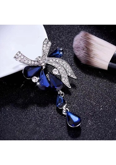 Flybuy Mavi Matkap Kelebek Kadın Düğümlü Damla Broş Lj Mavi