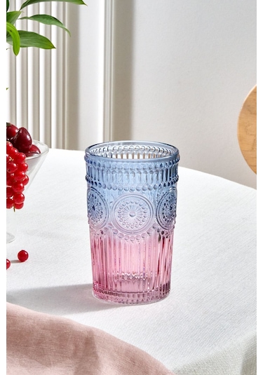 Karaca  Sunflower Meşrubat Bardağı 332 Ml Mavi Pembe