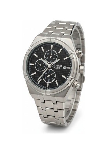 Jg. Polo Club Erkek Kol Saati Silver Renk, Siyah Kadran - G11552, 2 Yıl Garantili Gümüş
