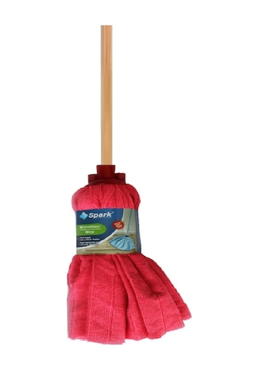 Spark Havlu Paspas Mop Large Ucu Ve Ahşap Sapı Takım Fuşya