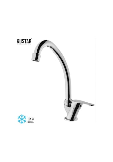 Kustar Krom Mermerden Tek Su Girişli Lavabo Musluğu Krom