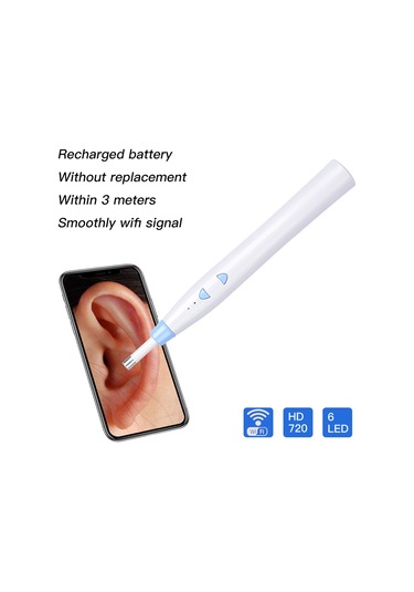 Skycity Z20 Wifi Kulak Bakımı Endoskopu - 5.5mm Küçük Lens, 1080p Hd Görüntü, 6 Led Işık, 250mah Şarjlı Pil, Mavi