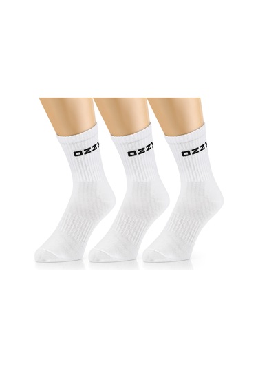Ozzy Socks 3 Çift Uzun Konçlu Tenis Spor Çorabı Beyaz Paket Beyaz