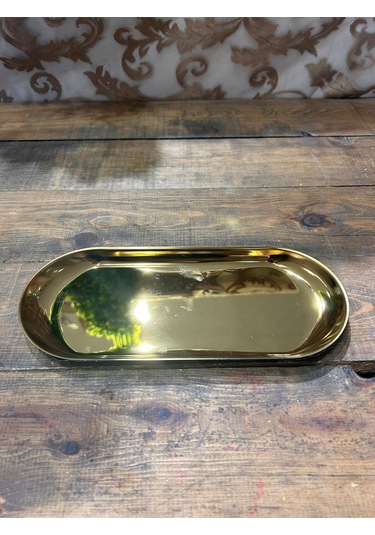 Oval Kayık Tepsi Büyük Gold